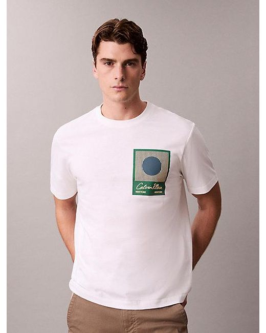 Calvin Klein White Block Logo Graphic Tee for men