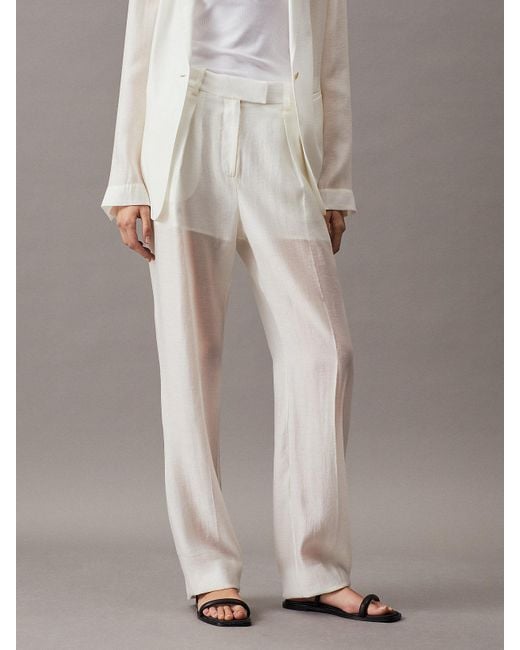 Pantalon relaxed cintré en tissu transparent Calvin Klein en coloris Multicolor