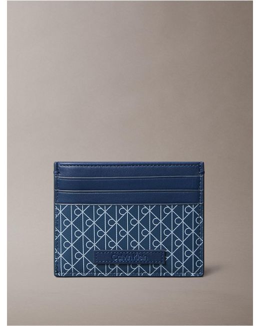 Calvin Klein Blue Allover Monogram Logo Card Holder for men