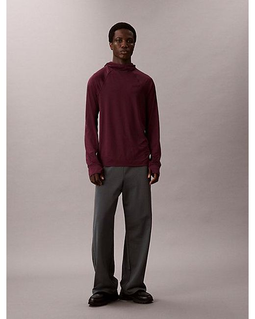Calvin Klein Sneldrogend T-Shirt Met Capuchon En Duimgat Om in het Purple voor heren