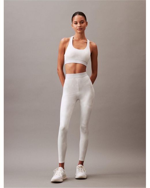 Calvin Klein Modern Sport Racerback Medium Impact Sports Bra in Gray Lyst