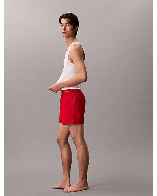Calvin Klein Red Slim Woven Cotton Boxers Lunar New Year for men