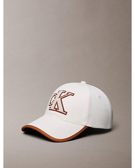 Calvin Klein White Uv Twill Bouclé Logo Adjustable Cap