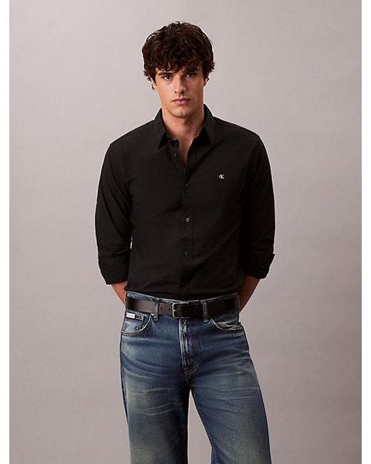 Calvin Klein Effen Klassiek Oxford Button-Down Overhemd in het Black voor heren