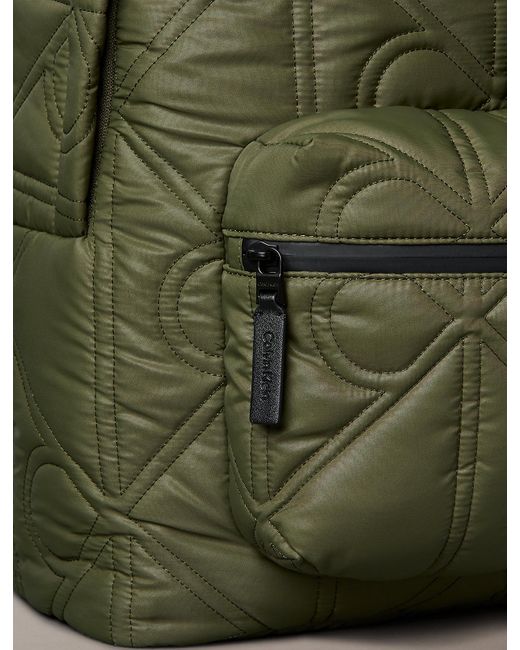 Calvin Klein Green Puffer Monogram Logo Backpack for men
