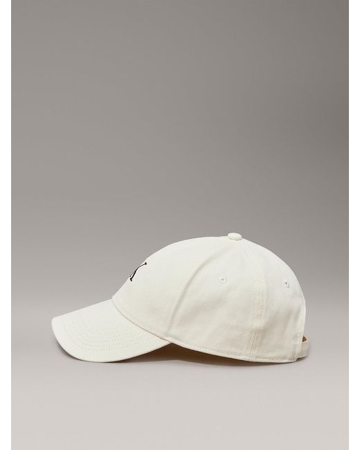 Calvin Klein White Embroidered Monogram Baseball Cap