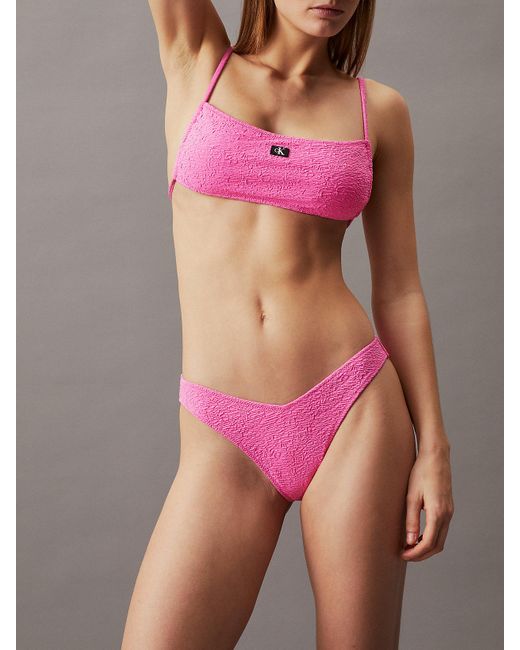 Bas de bikini - CK Monogram Texture Calvin Klein en coloris Pink
