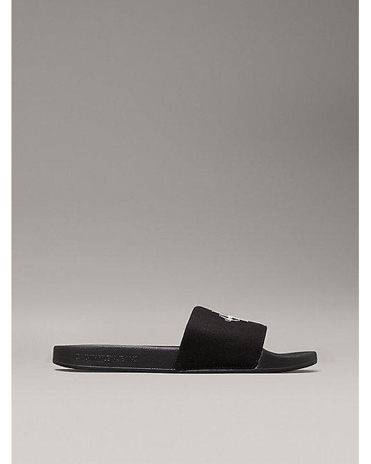 Calvin Klein Slippers Aus Canvas Mit Logo in Gray für Herren