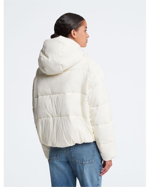 Calvin Klein White Repreve® Short Boxy Puffer Jacket