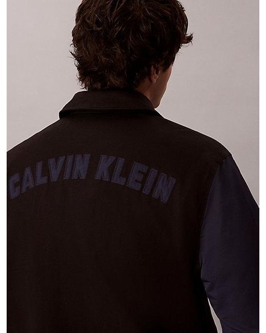 Calvin Klein Blue Jeans Nylon Cotton Varsity Bomber Jacket for men