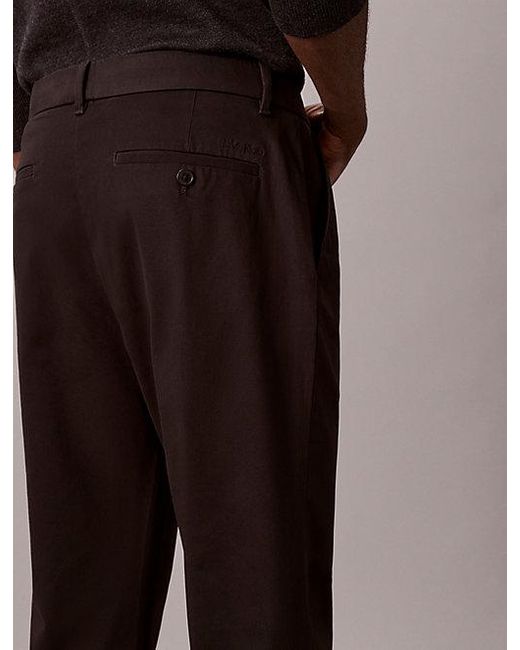 Calvin Klein Brown Slim Tapered Sateen Chino Trouser for men
