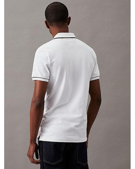 Calvin Klein White Slim Polo Shirt for men