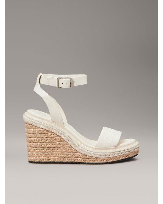 Calvin Klein Metallic Leather Espadrille Wedge Sandals