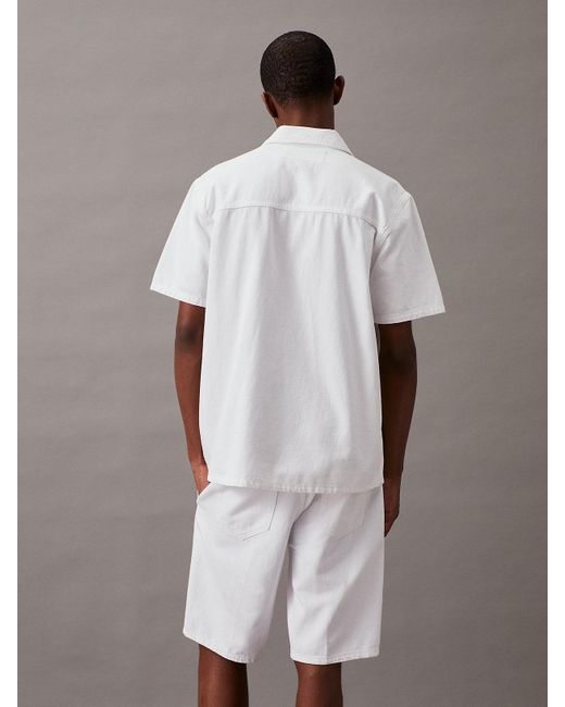 Chemise à manches courtes en jean Calvin Klein pour homme en coloris White