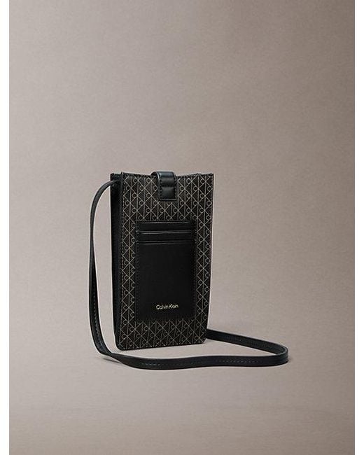 Calvin Klein Multicolor Allover Emblem Logo Phone Crossbody Bag