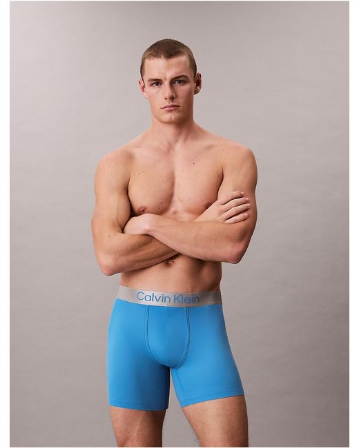 Calvin Klein Blue Brushed Microfiber Stretch Boxer Brief for men