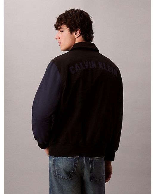 Calvin Klein Blue Jeans Nylon Cotton Varsity Bomber Jacket for men