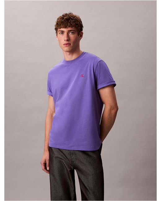 Calvin Klein Purple Embroidered Monogram Logo Relaxed T-Shirt for men