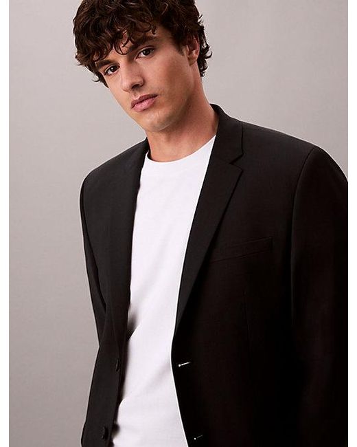 Calvin Klein Black Slim Tropical Wool Blazer for men