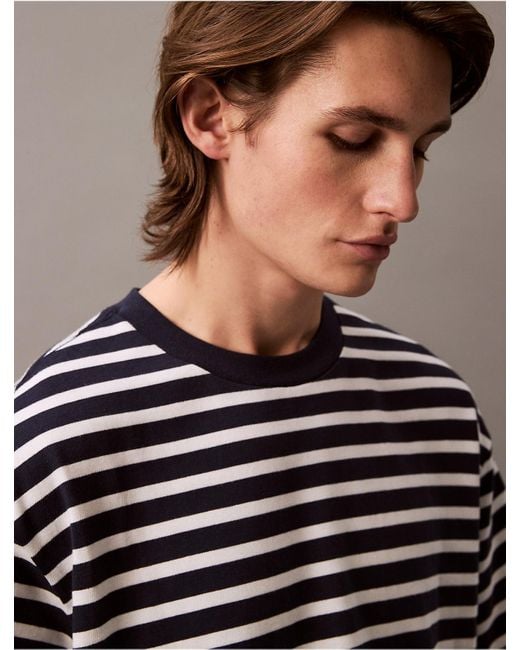 Calvin Klein Multicolor Calvin Klein Bold Stripe Jersey Relaxed Tee for men