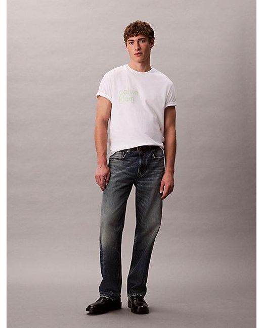 Calvin Klein White Jeans Circle Graphic Relaxed T-Shirt for men