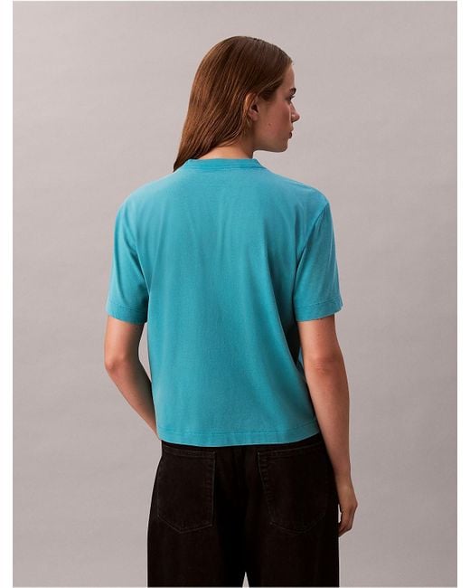 Calvin Klein Blue Calvin Klein Monogram Logo Boxy T-Shirt