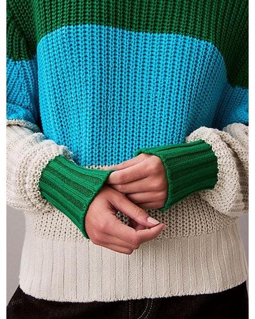 Calvin Klein Green Lässiger Pullover Mit Groben Streifen