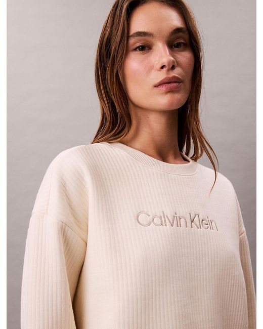 Calvin Klein Natural Quilted Fleece Lounge Sweatshirt