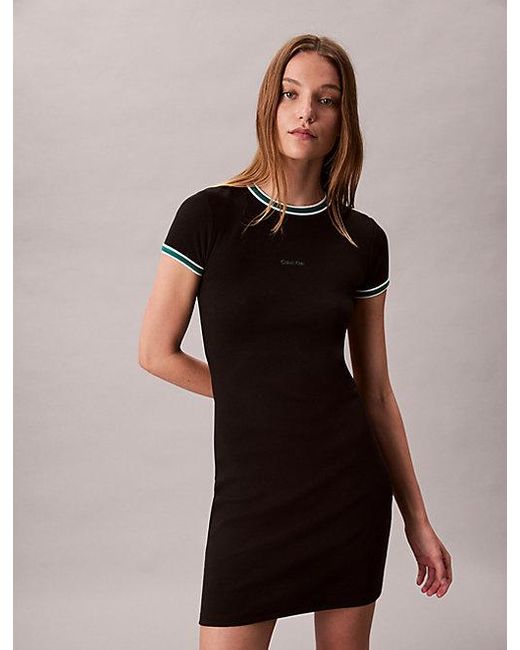Calvin Klein Black Sportliches, Schmales Geripptes T-Shirt-Kleid