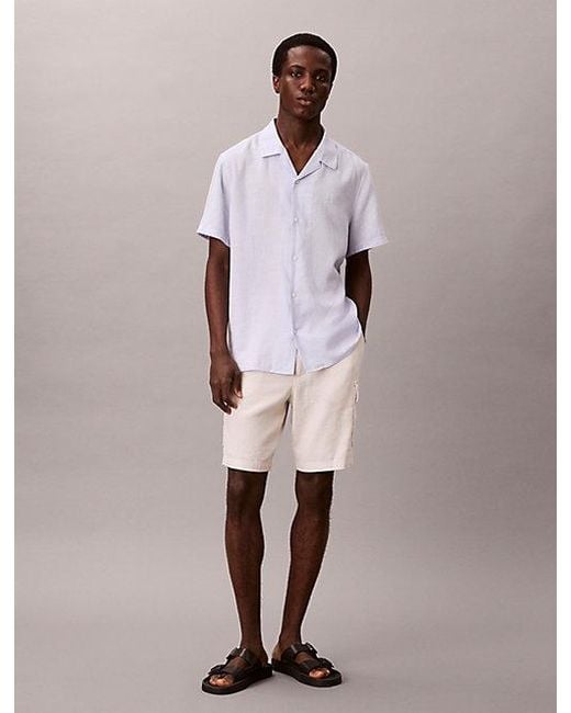 Calvin Klein Multicolor Jeans Linen Cotton Cargo Shorts for men