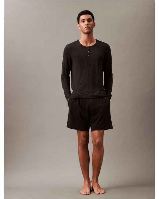 Calvin Klein Black Ultra Soft Modern Lounge Henley T-shirt for men
