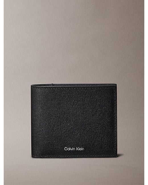 Calvin Klein Saffiano Leren Bifold Portemonnee in het Gray voor heren