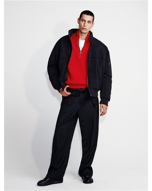 Calvin Klein Blue Ribbed 1/4 Zip Sweater for men