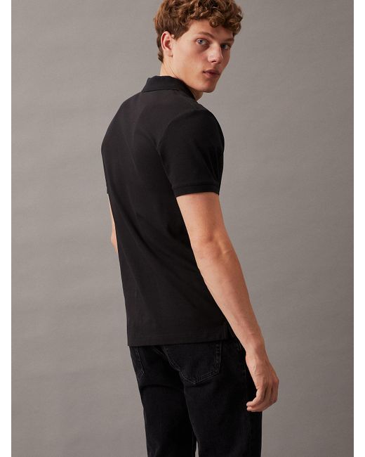 Calvin Klein Black Monogram Polo Shirt for men