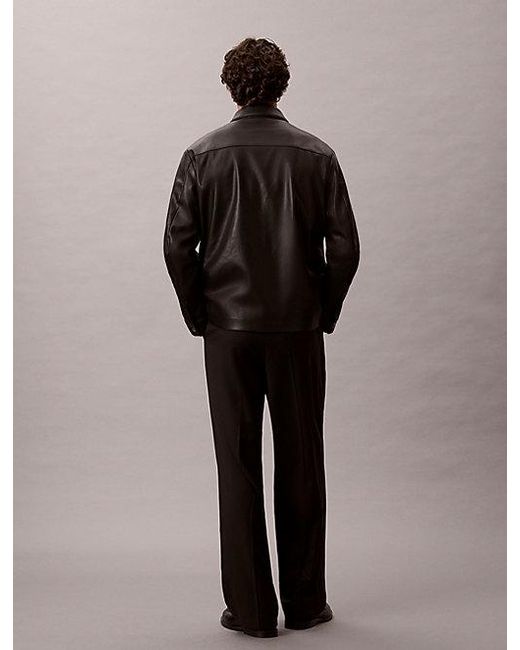 Calvin Klein Black Wide Leg Wool Blend Travel Trousers for men