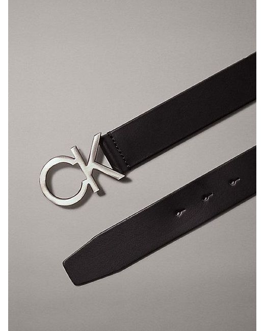 Calvin Klein Black Leather Logo Belt for men
