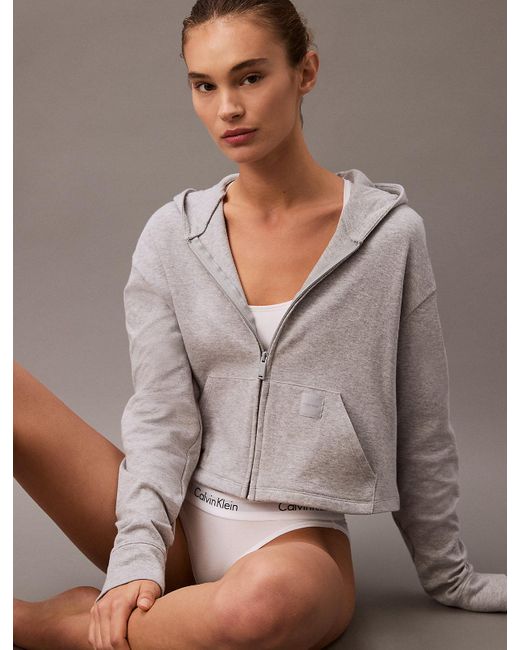 Calvin Klein Lounge Zip Up Hoodie in Grey Lyst UK