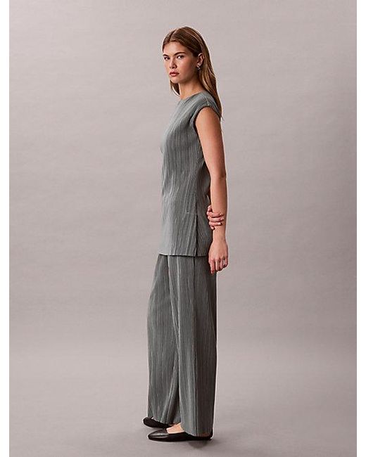 Calvin Klein Gray Plisse Pull On Lounge Trousers