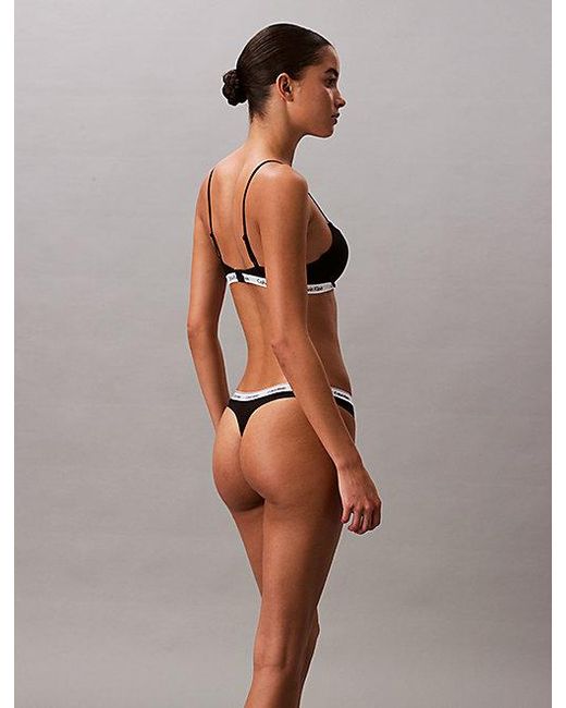 Calvin Klein Black Thong Icon Logo