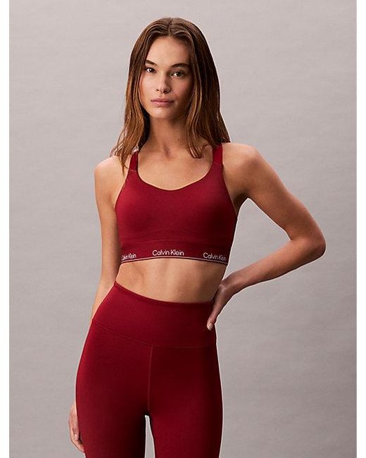 Calvin Klein Ademende Sneldrogende Sportbeha Met Hoge Impact in het Red