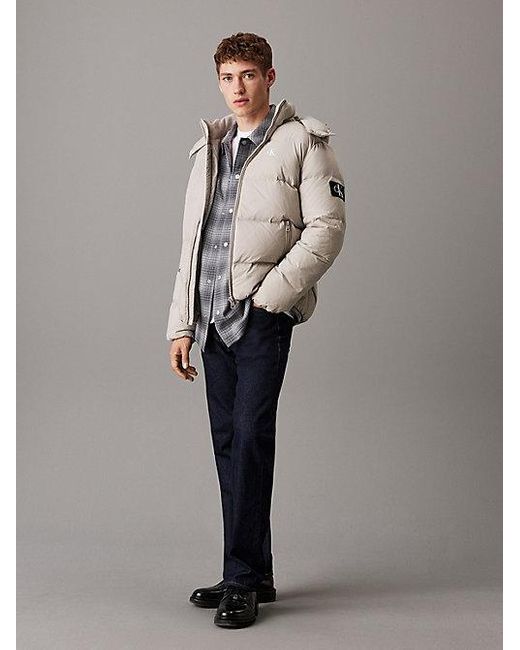 Calvin Klein Donzen Pufferjack Met Capuchon in het Gray voor heren