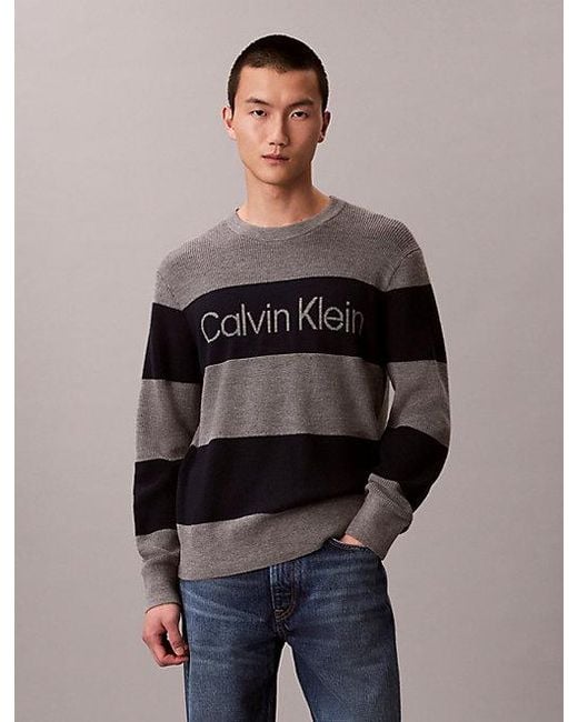 Calvin Klein Multicolor Jeans Bold Stripe Crewneck Jumper for men