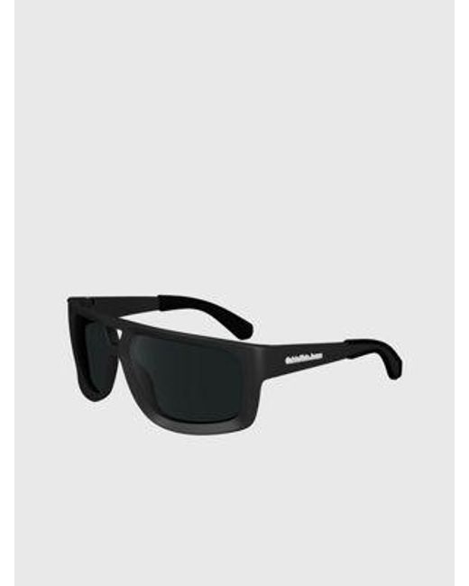Calvin Klein Black Modifizierte rechteckige Sonnenbrille CKJ24605S