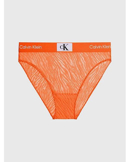Calvin Klein Orange Spitzen-Slip mit hoher Taille - CK96
