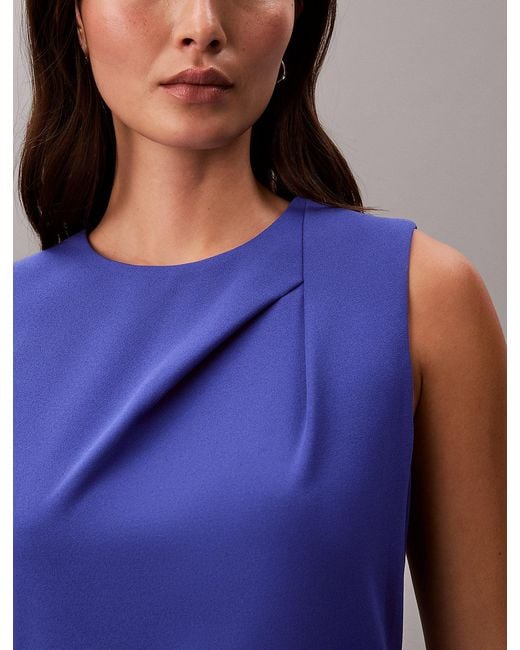 Calvin Klein Blue Stretch Crepe Sleeveless Dress