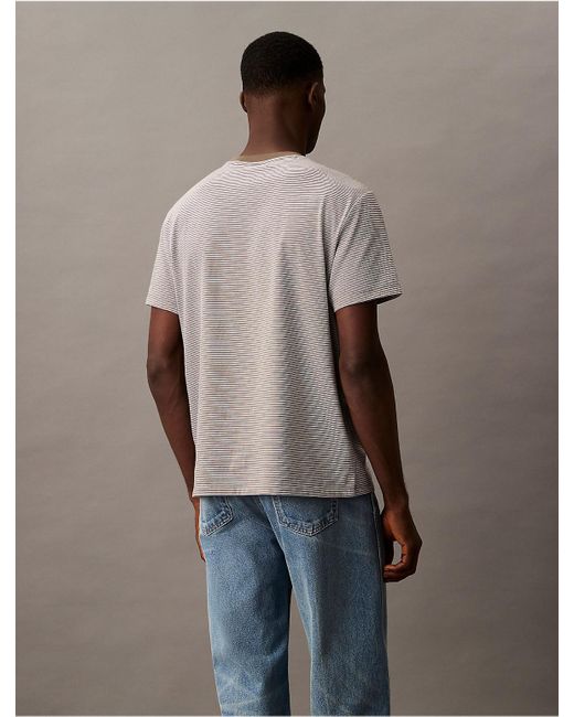 Calvin Klein Brown Calvin Klein Smooth Cotton Stripe Classic T-Shirt for men