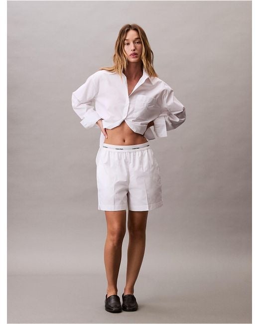 Calvin Klein White Calvin Klein Logo Waistband Cotton Shorts