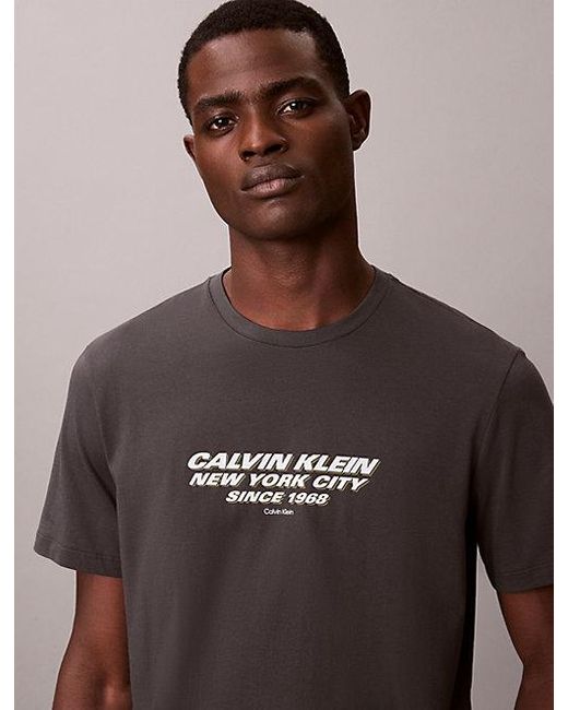 Calvin Klein Brown Ck Nyc Crewneck Graphic Tee for men