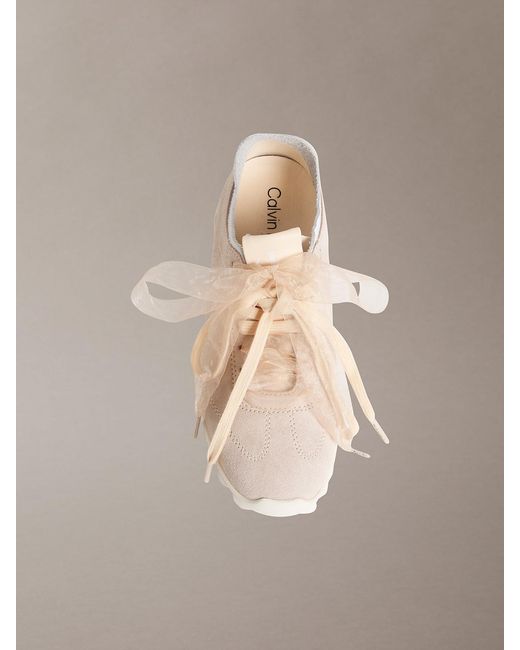 Calvin Klein Pink Suede Organza Runner Trainers