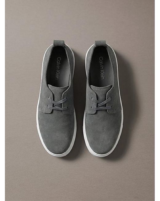 Calvin Klein Gray Suede Hybrid Derby Shoes for men